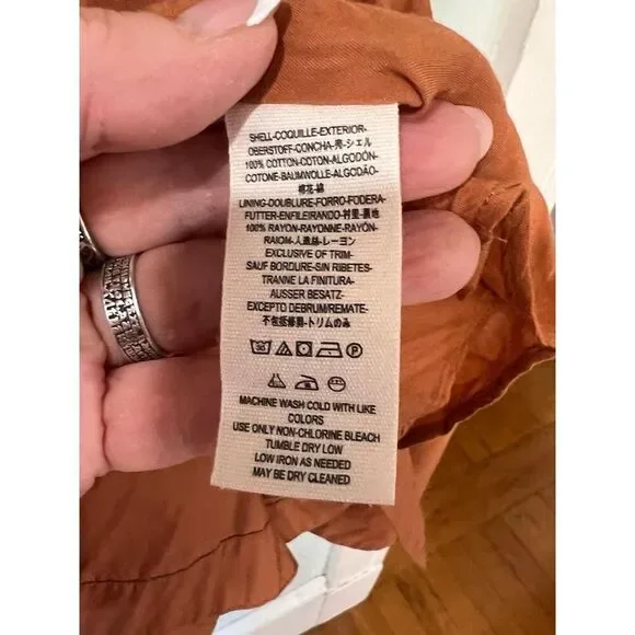 Free People Button Front Lined Midi Skirt Mustard Orange Size Small - Picture 9 of 11